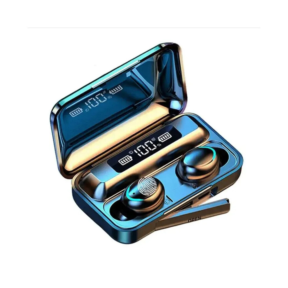 (Black) F9 Wireless Earbuds Cvc 8.0 Noise Canceling 9D Hifi Stereo In Ear Headphones With Led Power Black 9319708014358