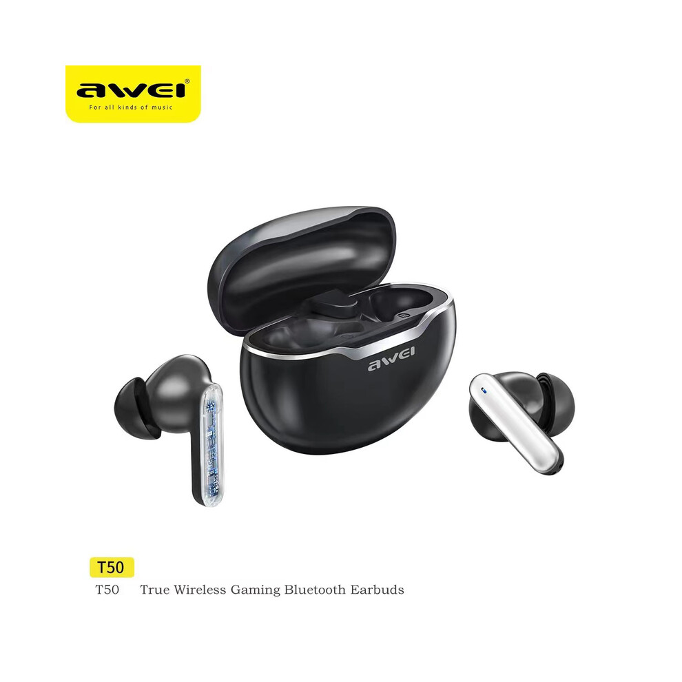 (Black)Awei T50 Wireless Headphones Bluetooth 5.3 Earbuds With Microphone Tws Earbuds Black 9319708014372
