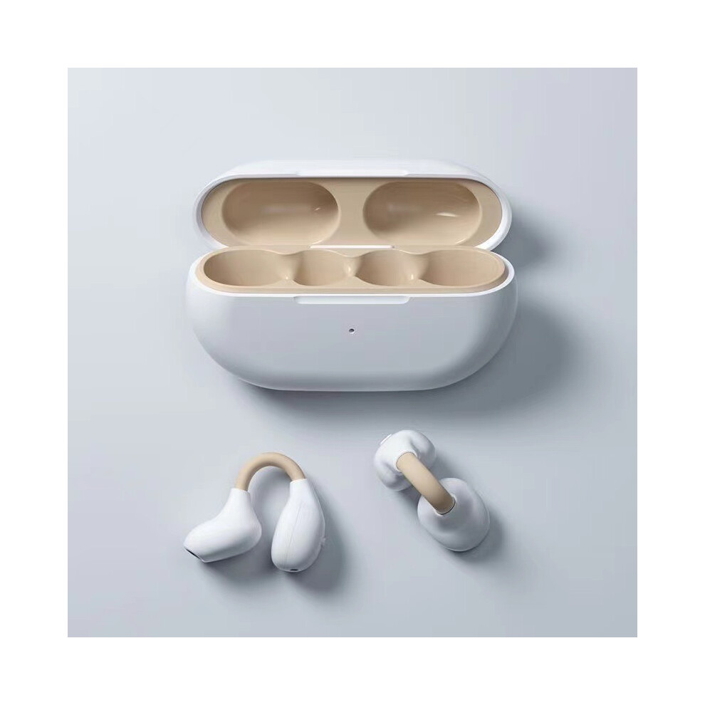(-Nude) Earclip Bluetooth Earbud Bone Conduction Wireless Sports Earphone Tws Comfortable To Use White 9319708013535