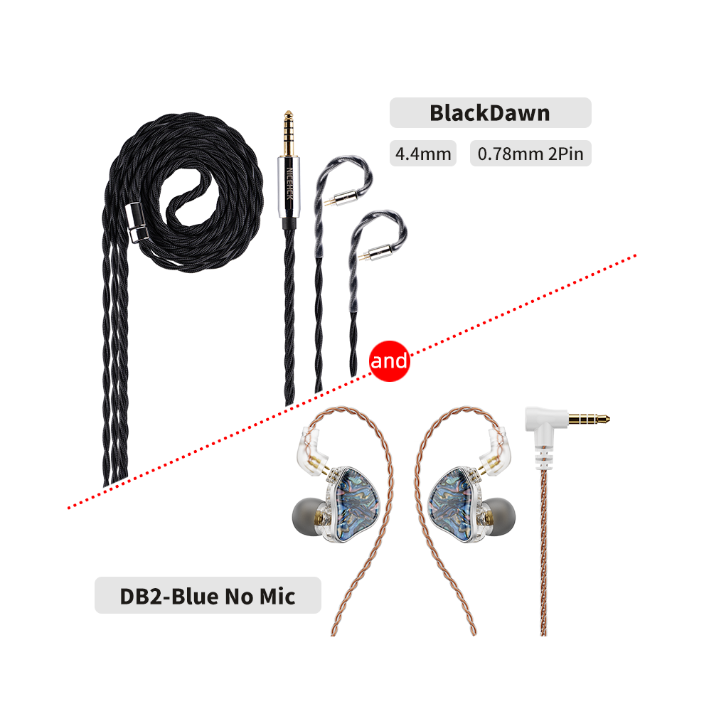 (Iem 4.4 Blackdawn)Nicehck Db2 Microphone Hifi Music Headphone 1Dd+1Ba Hybrid Dual Driver In Earbud 9319708016956