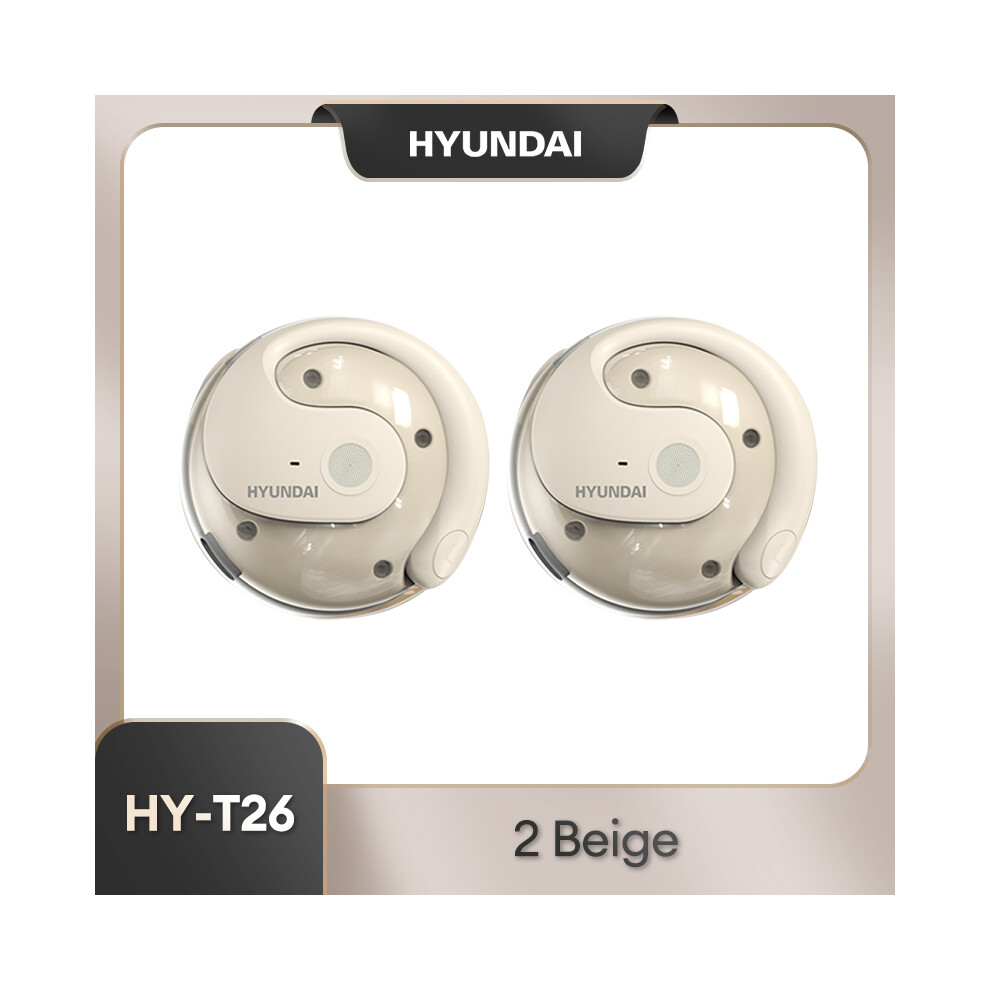 (2 )Choice Hyundai X15 Pro Waterproof Headphones Hy-T26 Bluetooth 5.3 Headphones Hifi Stereo Beige 9319708018653