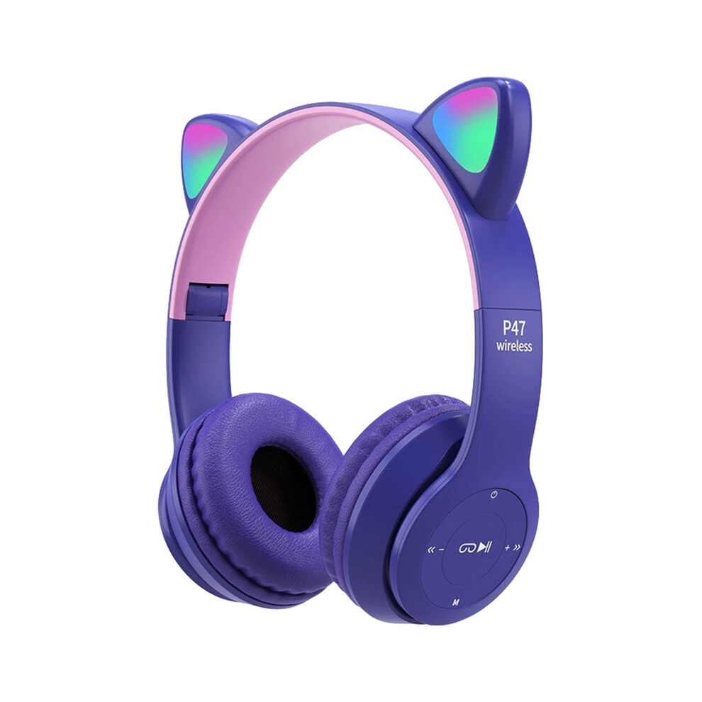 (F)Wireless Bluetooth Headphones Cat Ears Gaming Headset Led Glow Helmets Cute Sports Music Headphones Light 9319708019209