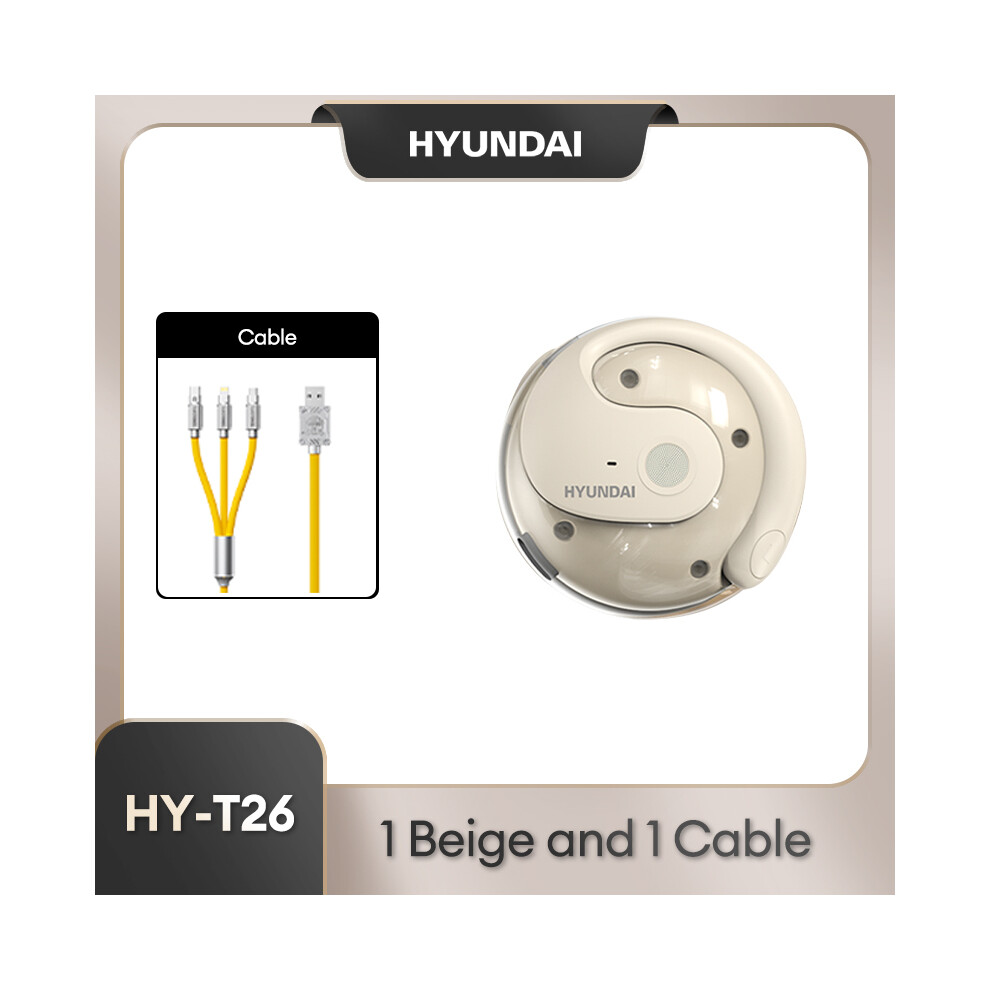(1 And 1 Cable)Choice Hyundai X15 Pro Waterproof Headphones Hy-T26 Bluetooth 5.3 Headphones Beige 9319708018646