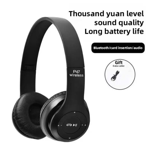 (Blu) Cuffie stereo Bluetooth 5.0 P47 TWS Cuffie Bluetooth Cuffie musicali con microfono 2