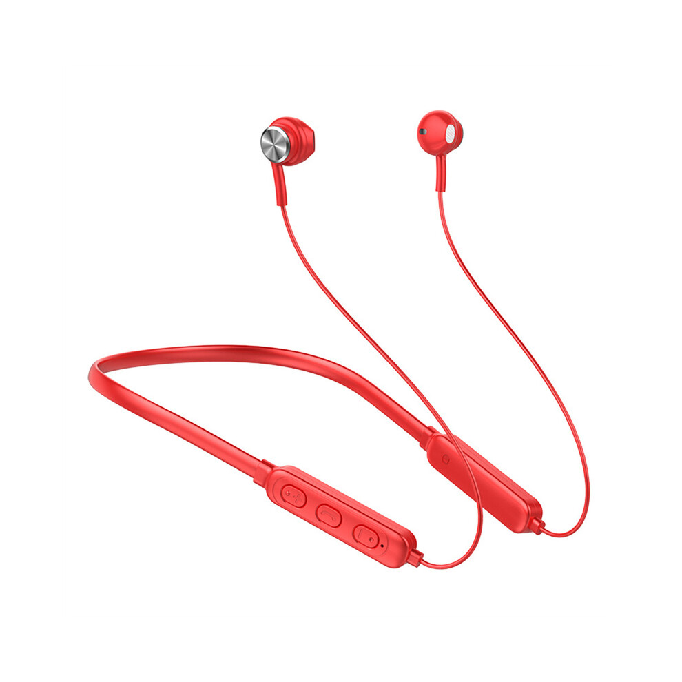 (Red)Wireless Bluetooth Compatible 5.1 Headphone Stereo Noise Canceling Neckband With Headset Microphone Red 9319708020458