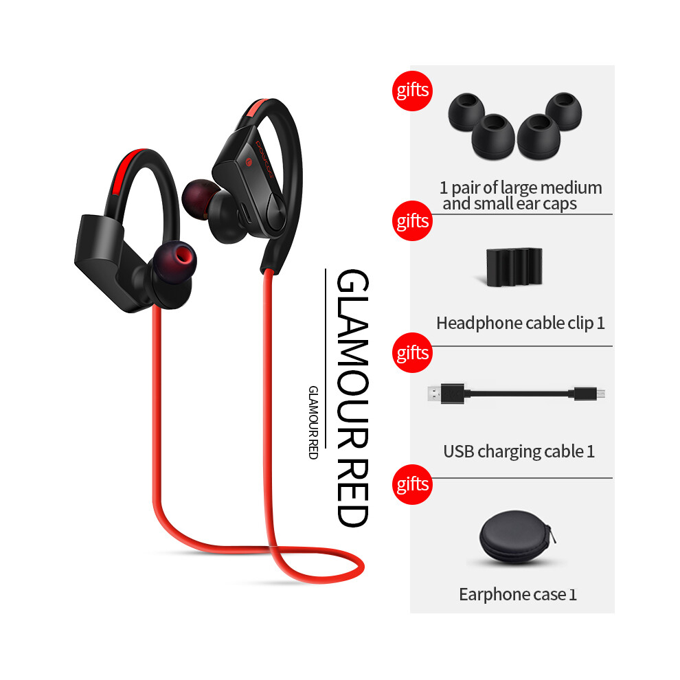 (K98-)Polvcdg-K98 Wireless Bluetooth Headphone Ipx7 Waterproof Neckband Sports And Fitness Red 9319708020854