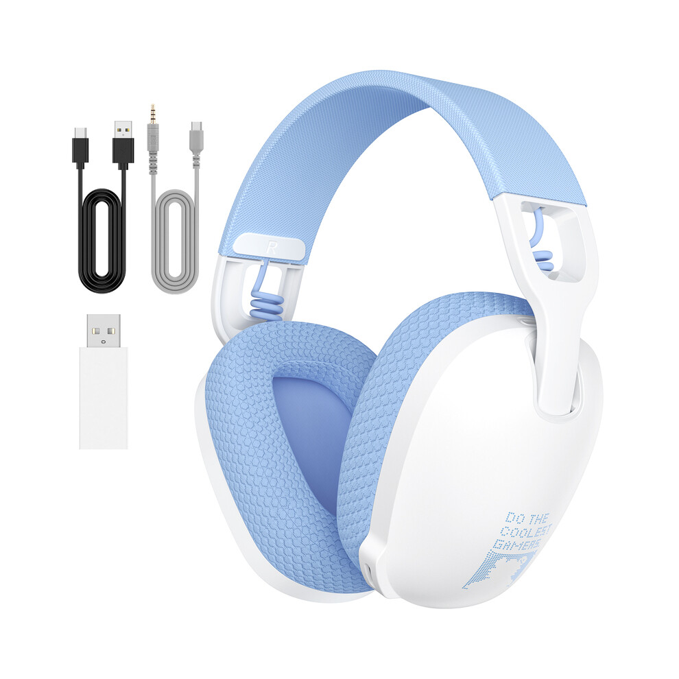 (White) Onikuma Gaming Headset For Ps5, Ps4, Pc, 2.4Ghz Usb Gaming Headset With Microphone, White 9319708021080