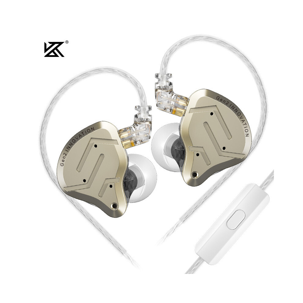 ( With Microphone)Kz Zsn Pro 2 1Ba+1Dd Hybrid Driver In Ear Earphone Hifi Bass Earphones Gold 9319708021554