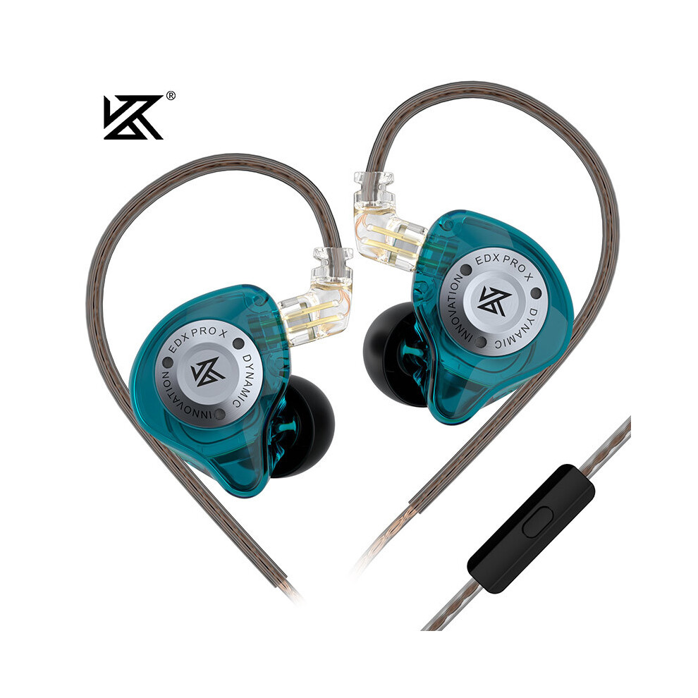 ( With Microphone)Kz Edx Pro X Dynamic Driving Headphones In-Ear Monitoring Earplugs Hifi Cyan 9319708021592