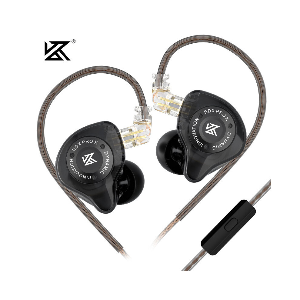 ( With Microphone)Kz Edx Pro X Dynamic Driving Headphones In-Ear Monitoring Earplugs Hifi Bass Black 9319708021639