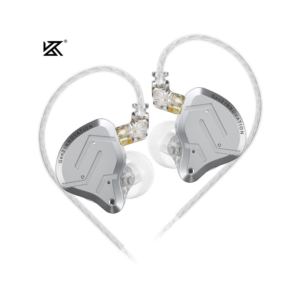 (, No Microphone)Kz Zsn Pro 2 1Ba+1Dd Hybrid Driver In-Ear Earphone Hifi Bass Earphones Silver 9319708021509