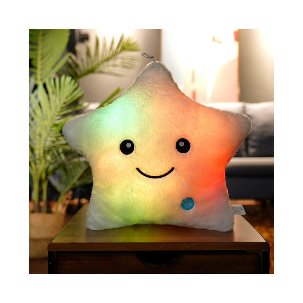 (WHITE)20cm Creative Toy Luminous Soft Plush Glowing Colorful Stars Pillow Led Light Toys Gift-image-OPC-PH7YFR2-NEW