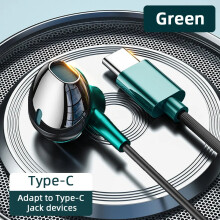 (Green USB C Headphone) Type C Wired Headphone Samsung Galaxy S24 S23 S22 S21 Ultra 3.5MM in-ear