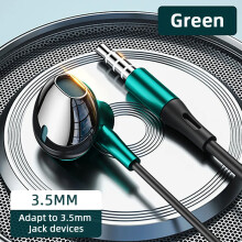 (Green 3.5mm earphone) Type C wired earphones Samsung Galaxy S24 S23 S22 S21 Ultra 3.5MM in-ear