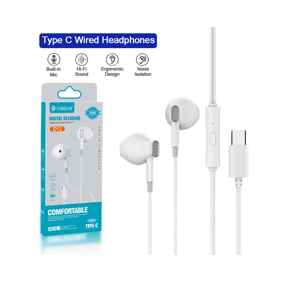 ( Usb-C Headphone)Usb-C Wired Headphone Samsung Galaxy S24 S23 S22 S21 Ultra Hifi Stereo White 9319708023633