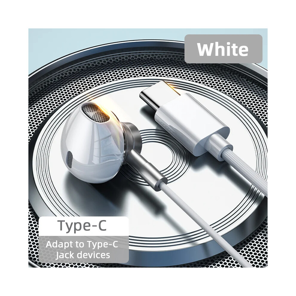 ( Usb C Headphone) Type C Wired Headphone For Samsung Galaxy S24 S23 S22 S21 Ultra 3.5Mm White 9319708023527