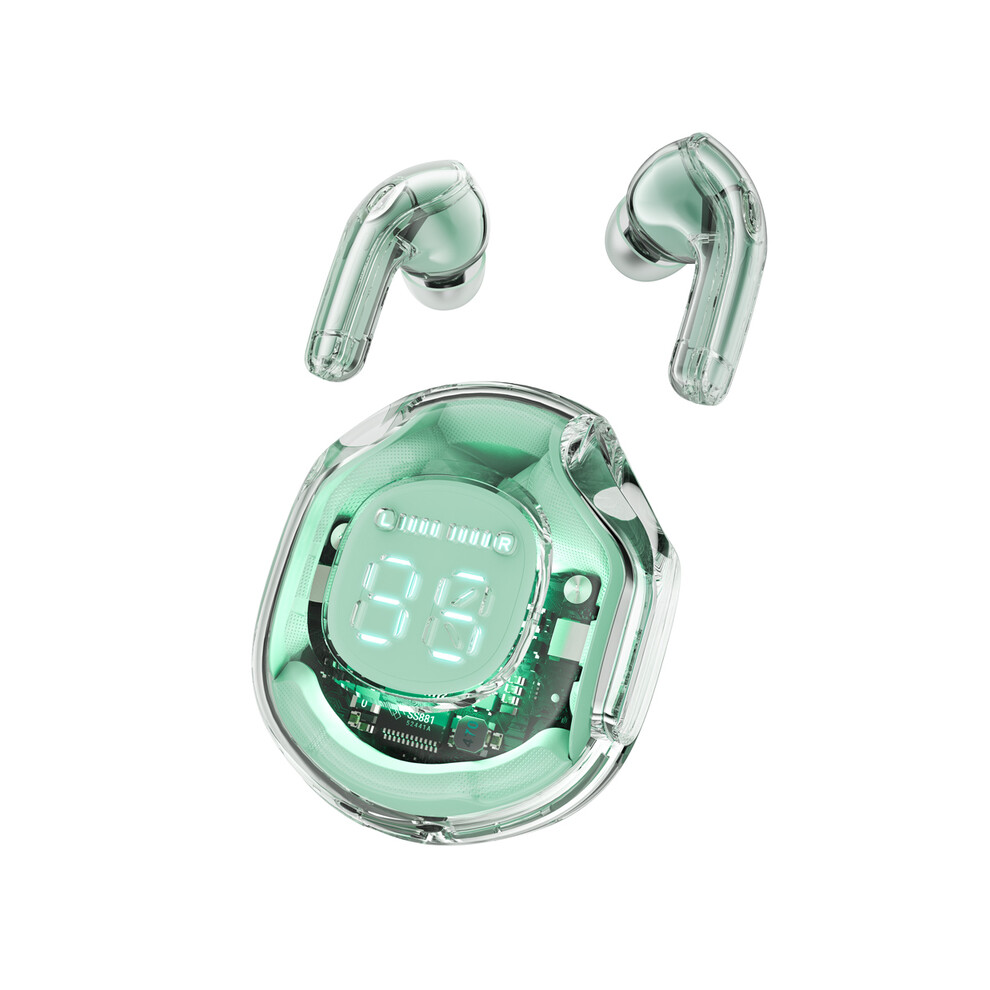 (T8 )Transparent Wireless Bluetooth Headphones Noise Canceling Stereo Headphones Digital Green 9319708023879