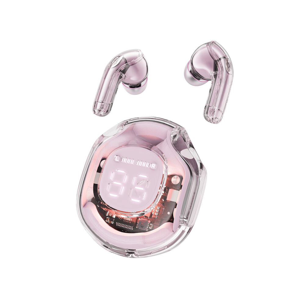 (T8 )Transparent Wireless Bluetooth Headphones Noise Canceling Stereo Headphones Pink 9319708023886