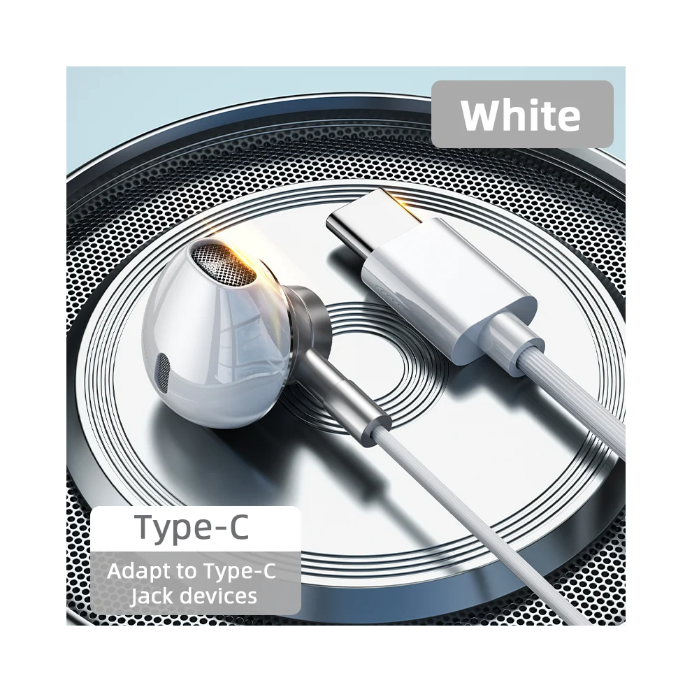 ( Type C) For Samsung Headphones Hifi Bass Stereo Volume Control With Microphone Usb Type White 9319708024395