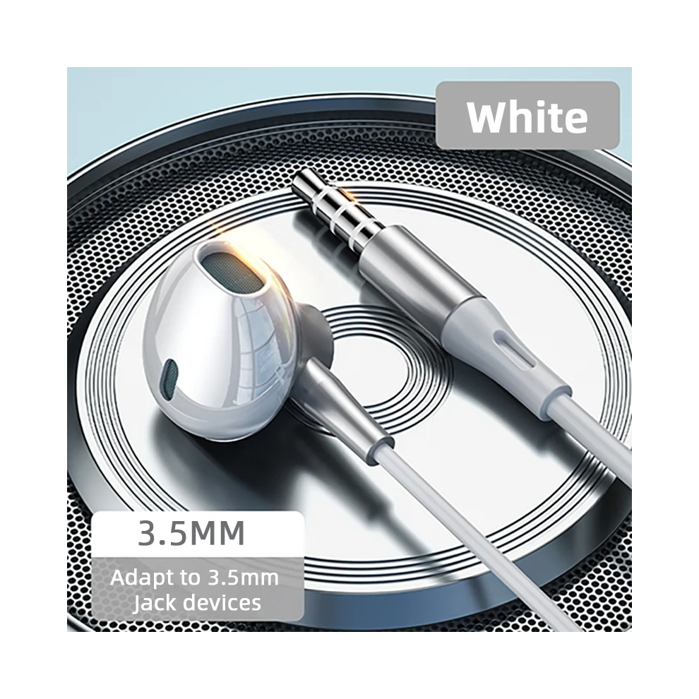 ( 3.5Mm) For Samsung Headphones Hifi Bass Stereo Volume Control With Microphone Usb Type White 9319708024401