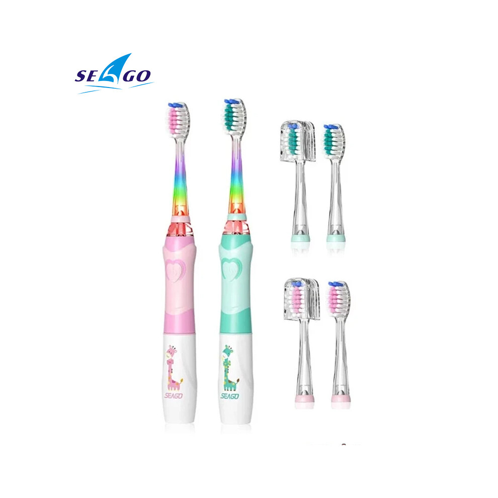 (2 brushes Small -11) Seago Children's electric Sonic toothbrush for children aged 3-12 Sonic toothbrush