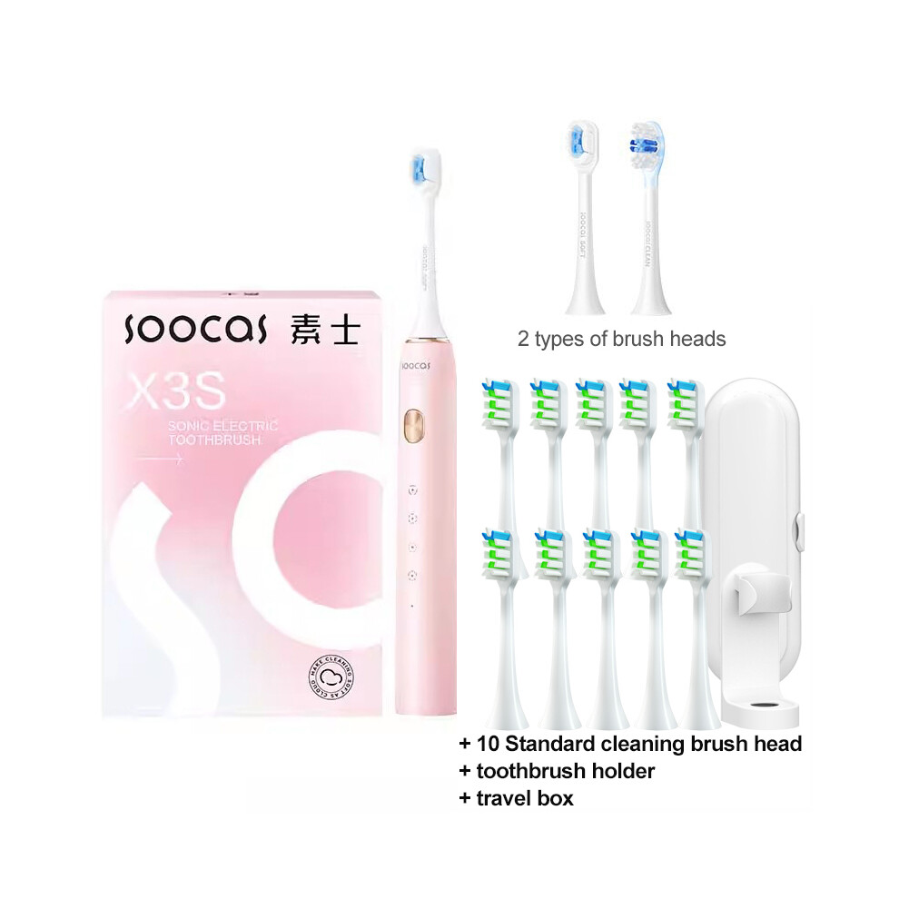 Pink ( Add 10)Soocas X3s Sonic Electric Toothbrush Ipx8 Waterproof 180-Day Battery Life Ultrasonic Toothbrush