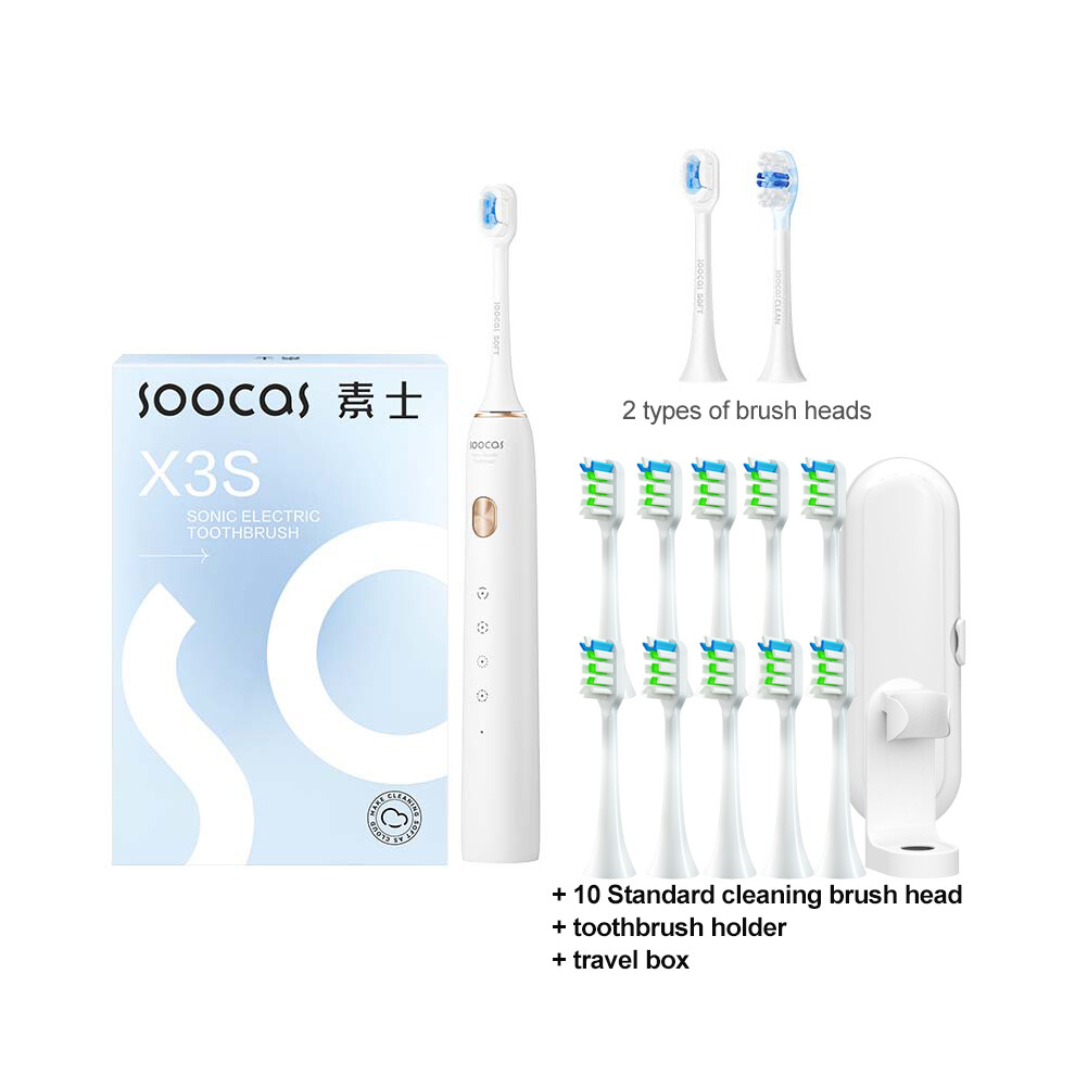White ( Add 10)Soocas X3s Sonic Electric Toothbrush Ipx8 Waterproof 180 Days Battery Life Ultrasonic