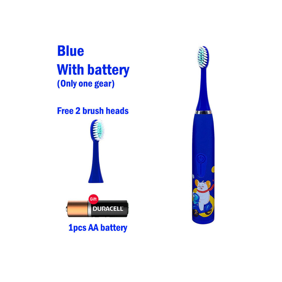 (battery 2 heads) Children's Sonic electric toothbrush Cartoon for children, 12 replacement brush heads,