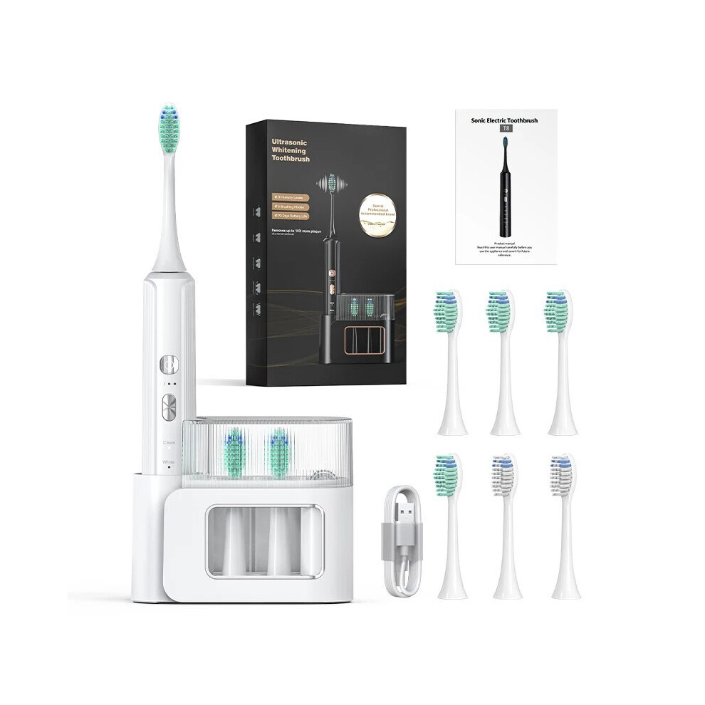 White/Black (T8-Plus-)T8 Ultrasonic Sonic Electric Toothbrush Waterproof Toothbrush Ipx7 5 Modes + 3