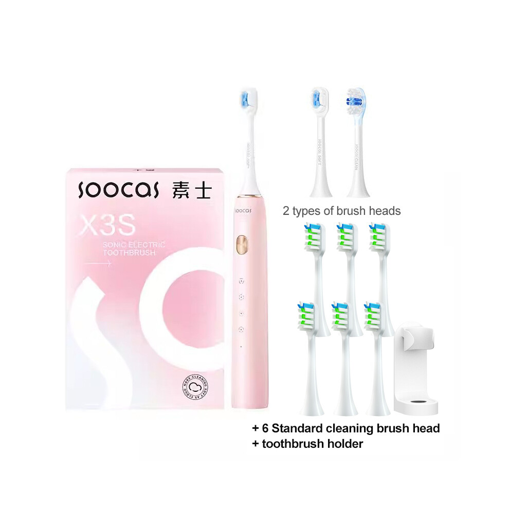 Pink ( Addition 6)Soocas X3s Sonic Electric Toothbrush Ipx8 Waterproof 180 Days Battery Life Ultrasonic