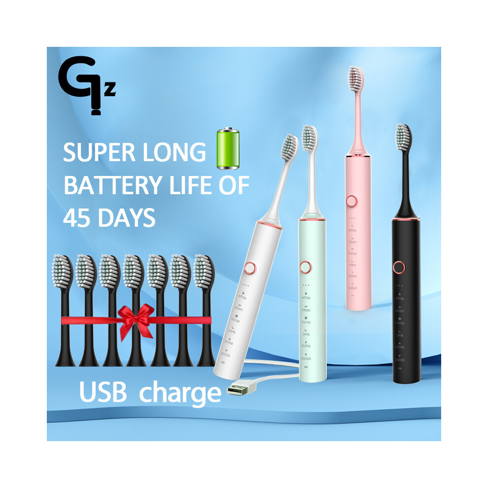 White/Pink (N100 Pink)New 2023 N100 Sonic Electric Toothbrush Adult Timer Brush 6 Mode Usb Charger