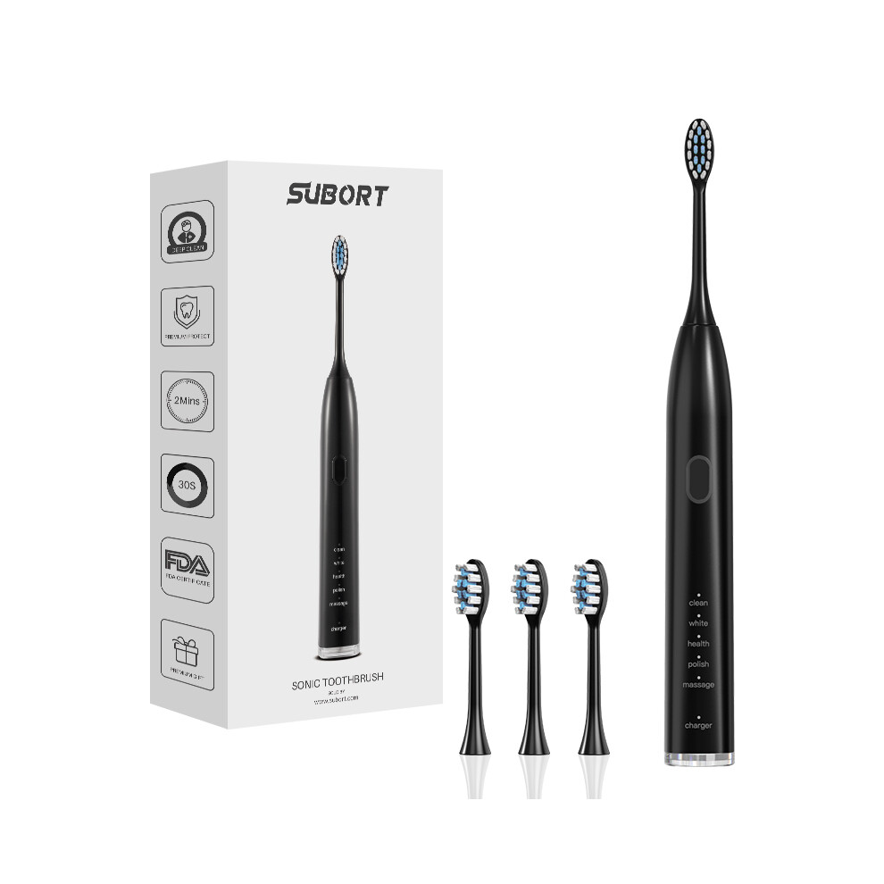 Black (Black)Subort S2 Sonic Electric Toothbrush For Men Women Household Whitening Ipx7 Waterproof