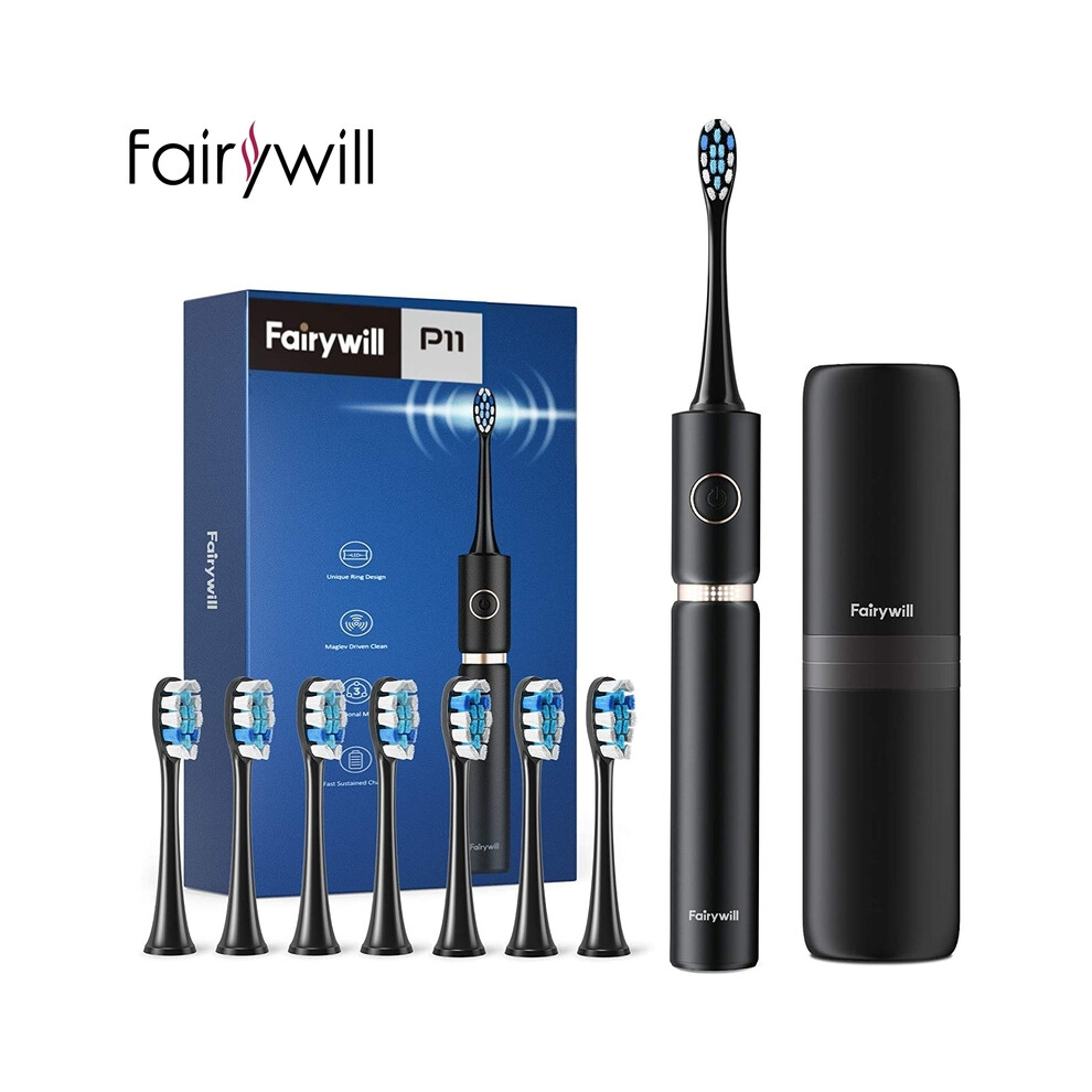 (P11PlusB-H5-8BH)Fairywill P11 Sonic Whitening Electric Toothbrush Rechargeable USB Charger Ultra Powerful