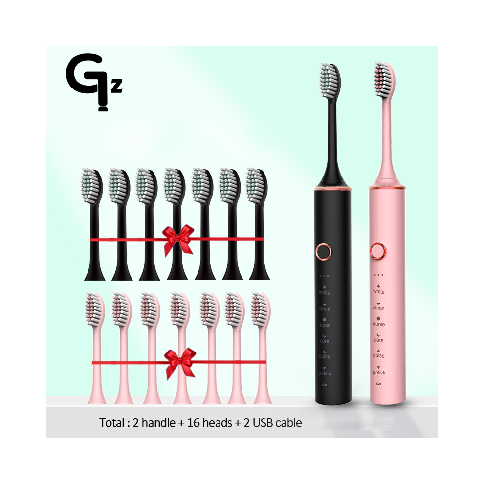 Pink/Black (N100 Black)Gezhou N100 Sonic Electric Toothbrush 18 Modes Usb Charger Toothbrushes Replacement