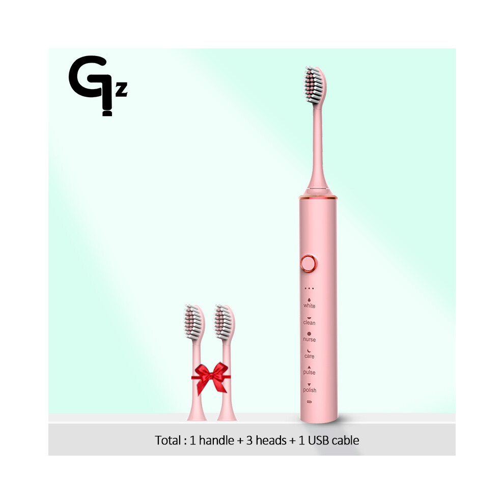 Pink (N100 3)Gezhou N100 Sonic Electric Toothbrush 18 Modes Usb Charger Toothbrushes Replacement Timer