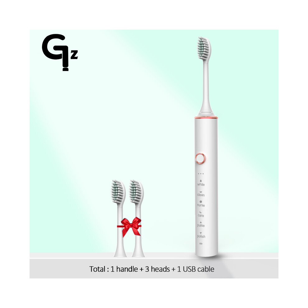 (N100 White 3)GeZhou N100 Sonic Electric Toothbrush 18 Modes USB Charger Toothbrushes Replacement Timer-image-OPC-PH7YG9M-NEW