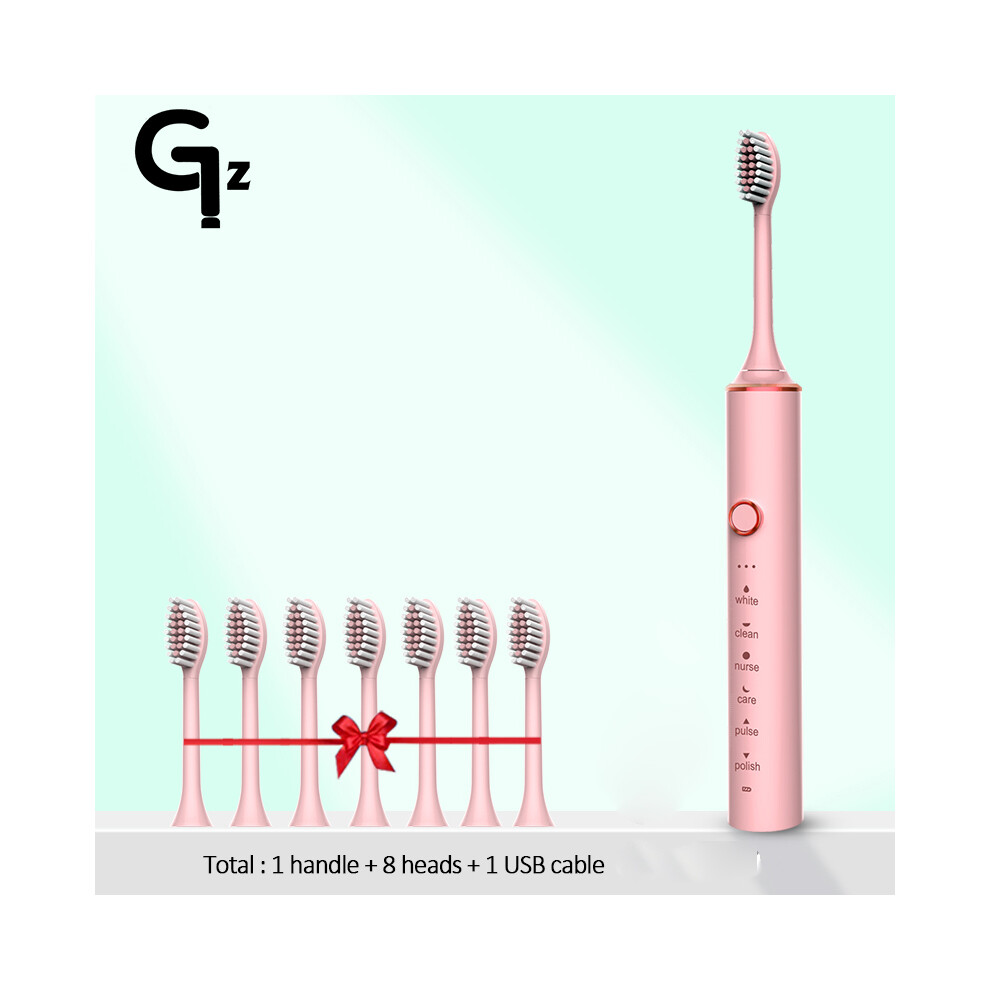 Pink (N100 8)Gezhou N100 Sonic Electric Toothbrush 18 Modes Usb Charger Toothbrushes Replacement Timer