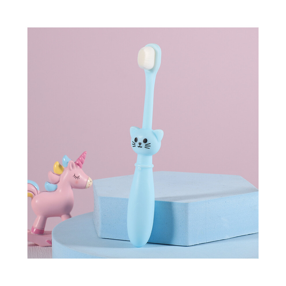 (Blue Cat) Children's Baby Toothbrushes Kid Cartoon Cat Super Soft Bristles Toothbrush High Quality
