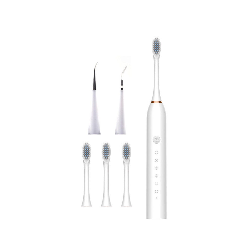 White (J189 6H) Sonic Electric Toothbrush Adults Ultrasonic Tartar Remover Teeth Ning
