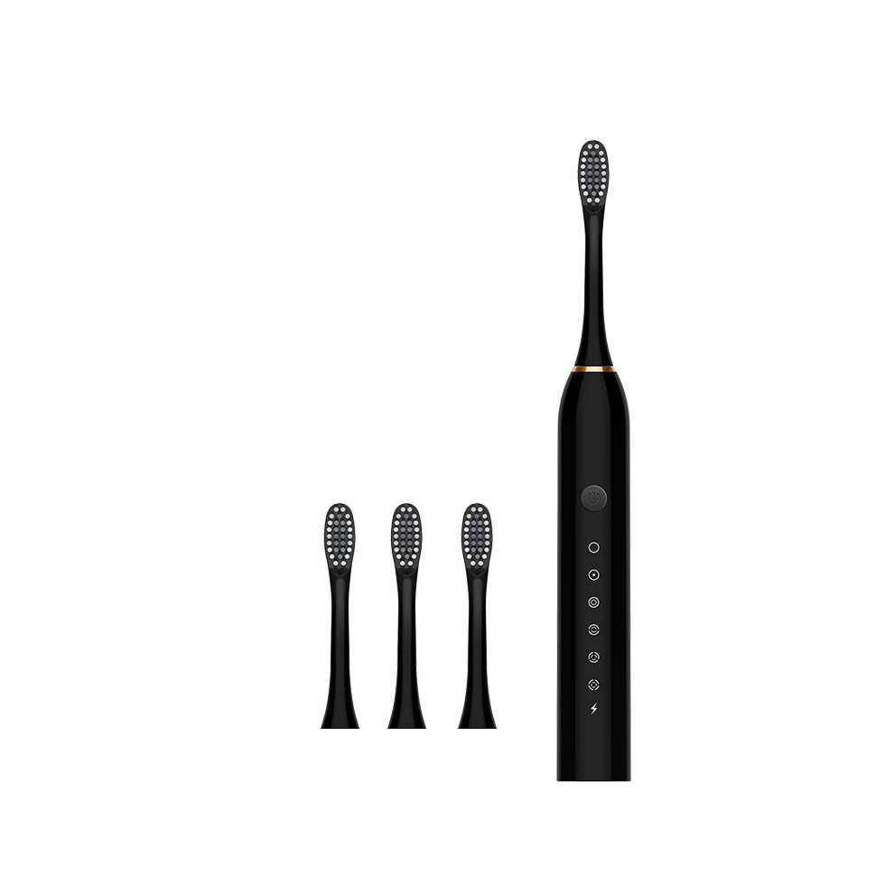 (J189BLACK4H)Sonic Electric Toothbrush Adults Ultrasonic Tartar Remover Teeth Whitening Toothbrush