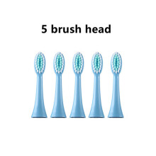 (5 têtes bleues) Brosse à dents électrique sonique pour enfants avec minuterie de nettoyage de dessin