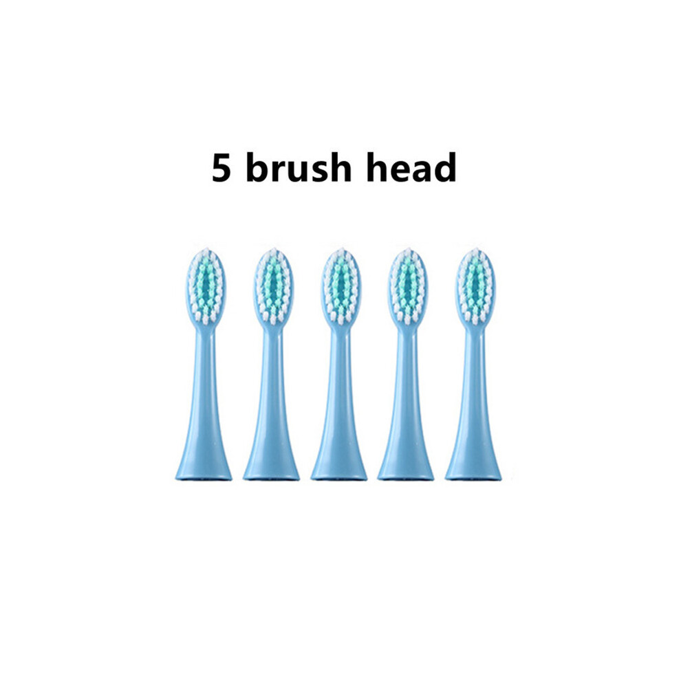 Blue (5 Head )Sonic Electric Toothbrush Children's Clean Timer Cartoon For Children With Replaceable