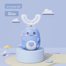 (2-6 years old-blue) Electric children's toothbrush Silicone Children's 360 degrees Automatic USB