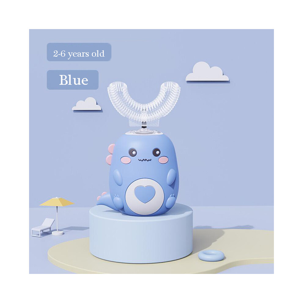 (2-6 years old-blue) Electric children's toothbrush Silicone Children's 360 degrees Automatic USB-image-OPC-PH7YGFP-NEW