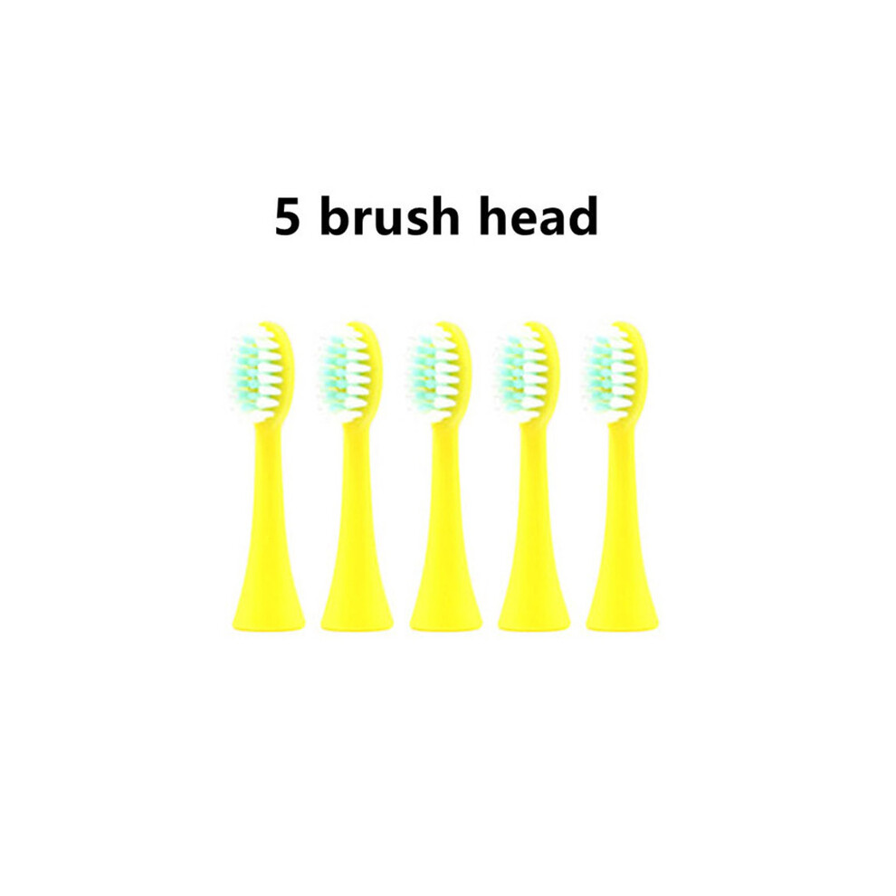 Green (5 Heads ) Sonic Electric Toothbrush Children's Clean Timer Cartoon For Children With Replaceable