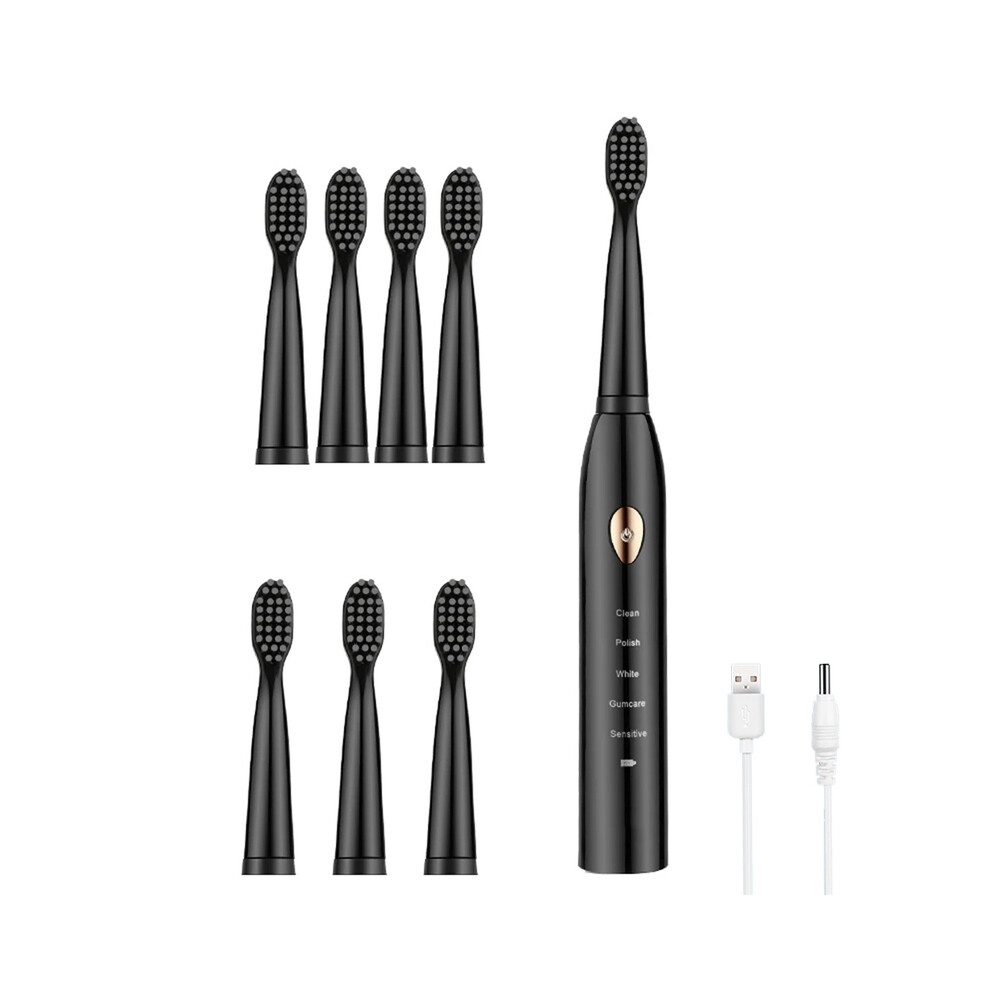 (Set C 8 Head) Powerful Ultrasonic Sonic Electric Toothbrush Rechargeable USB Toothbrush Adult Electronic-image-OPC-PH7YGGF-NEW