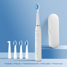 (575 White)Seago Electric Sonic Toothbrush, USB Rechargeable Adult 360 Day Battery Life with 4 Replacement