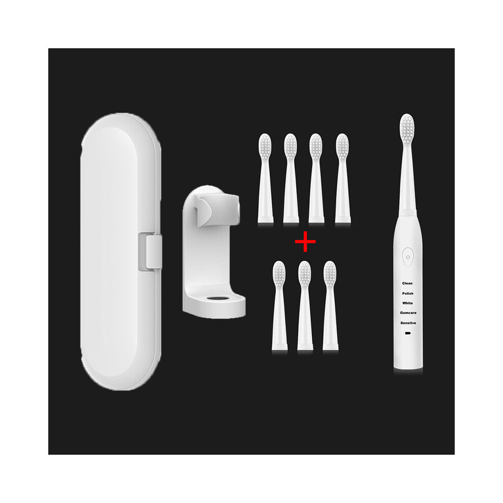 (White 8 Head Set)Ultrasonic Electric Electric Toothbrush Rechargeable Toothbrush Washable Electronic