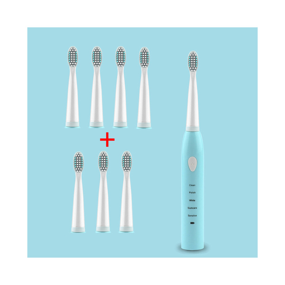 Blue ( Set)Ultrasonic Electric Electric Toothbrush Rechargeable Toothbrush Washable Electronic Whitening