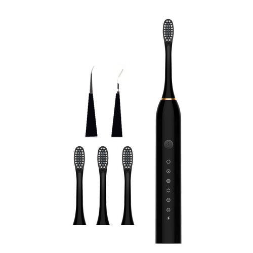 (J189BLACK6H)Sonic Electric Toothbrush Adults Ultrasonic Tartar Remover Teeth Whitening Toothbrush